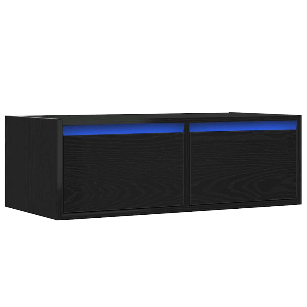 Thumbnail - vidaXL TV-Schrank mit LED-Leuchten Schwarz Eichen-Optik 75x35,5x25 cm