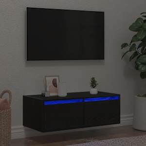 TV skříňka s LED osvětlením černý dub 75x35,5x25 cm - obrázek 1