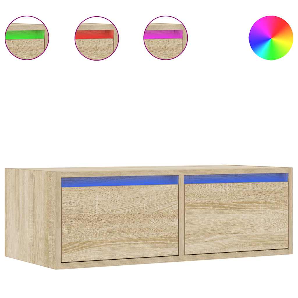 Thumbnail - vidaXL TV-Schrank mit LED-Leuchten Sonoma-Eiche 75x35,5x25 cm