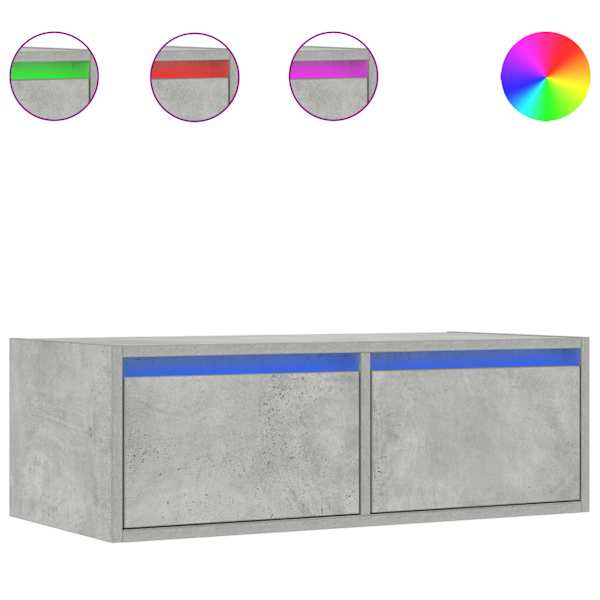 vidaXL telerialus LED-tuledega, betoonhall, 75x35,5x25 cm