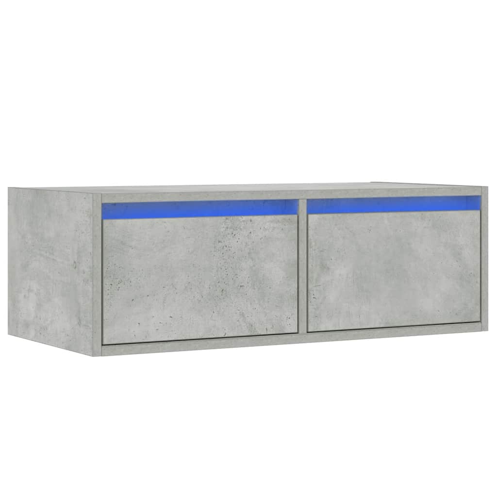 vidaXL Comodă TV cu lumini LED, gri beton, 75x35,5x25 cm