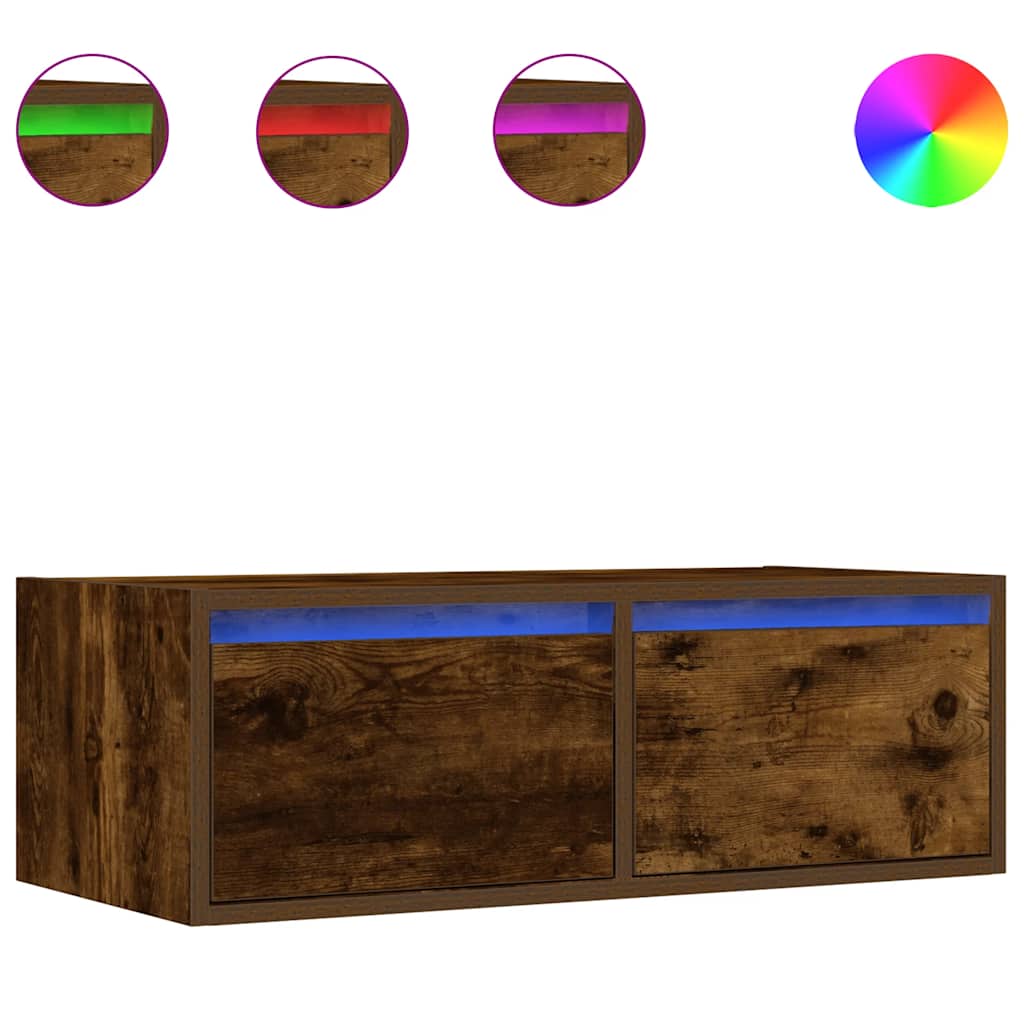 vidaXL TV skříňka s LED osvětlením kouřový dub 75x35,5x25 cm