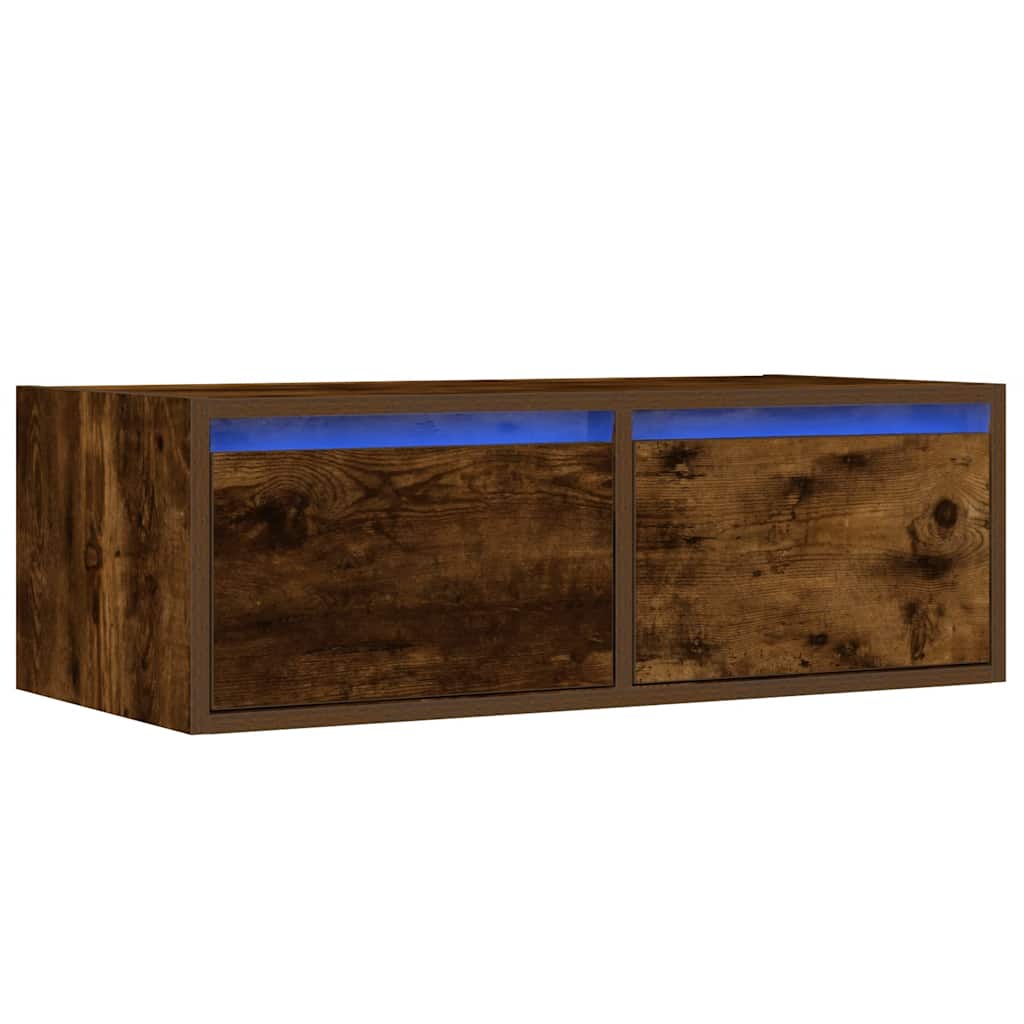 vidaXL Tv-meubel LED-verlichting 75x35,5x25 cm gerookt eikenkleurig afbeelding