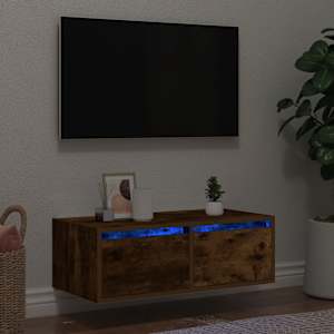 TV skříňka s LED osvětlením kouřový dub 75x35,5x25 cm - obrázek 1