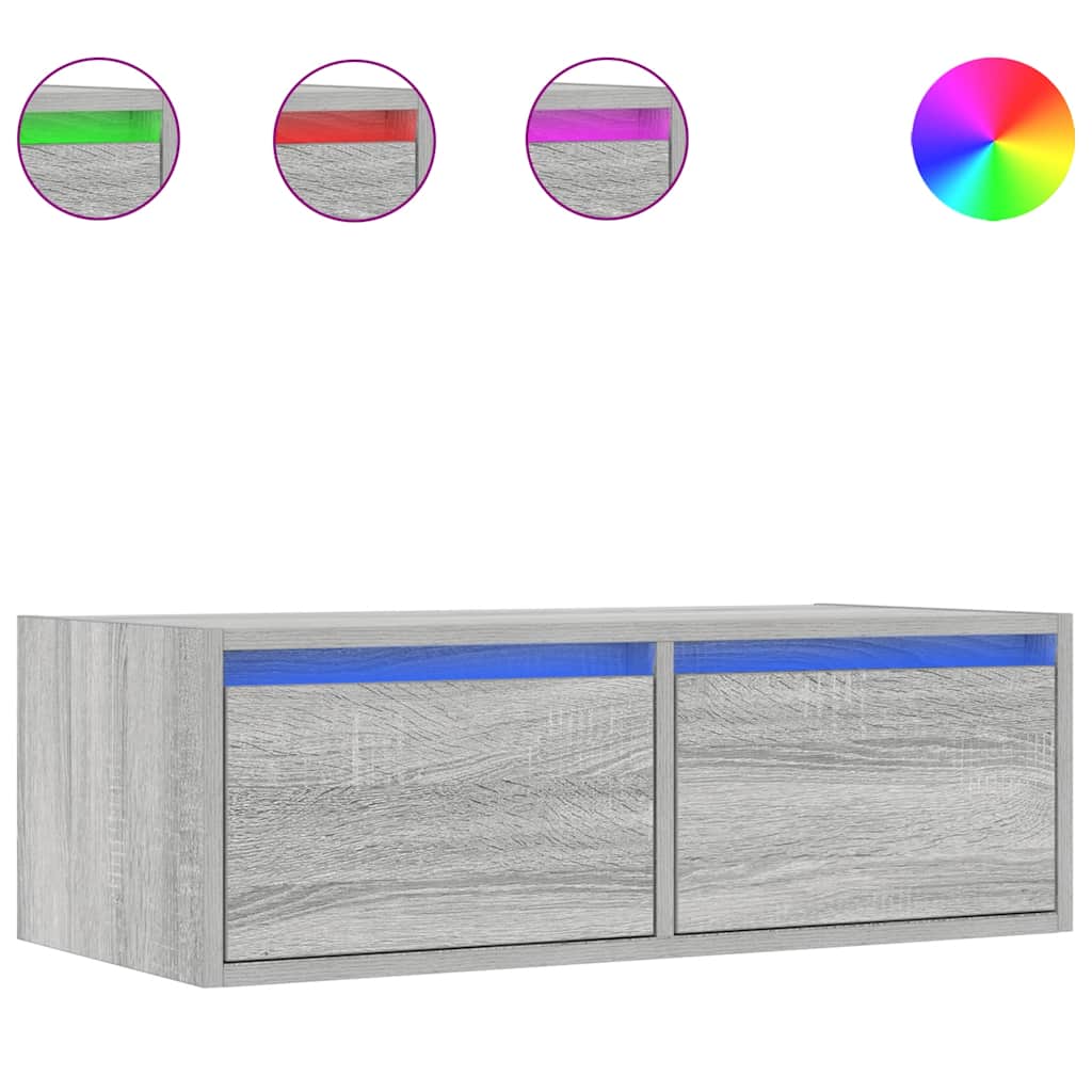 Thumbnail - vidaXL TV-Schrank mit LED-Leuchten Grau Sonoma 75x35,5x25 cm