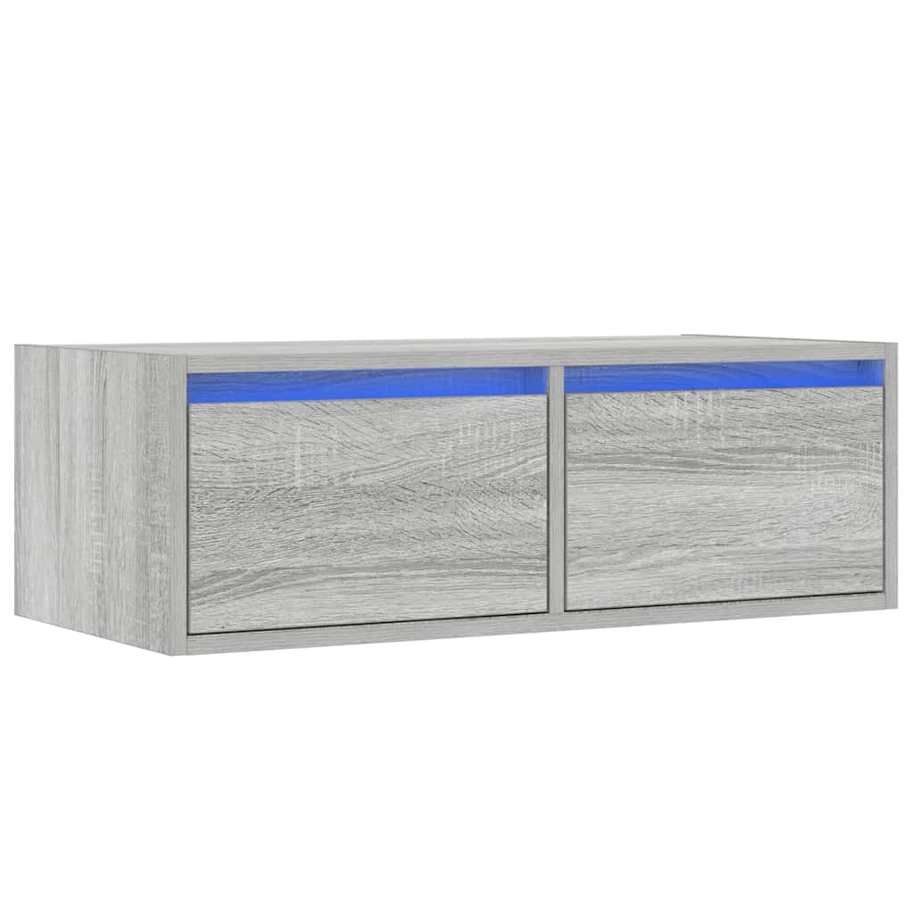 vidaXL TV skrinka s LED svetlami sivá sonoma 75x35,5x25 cm