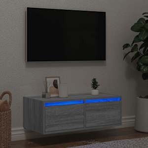 TV skříňka s LED osvětlením šedý sonoma 75x35,5x25 cm - obrázek 1
