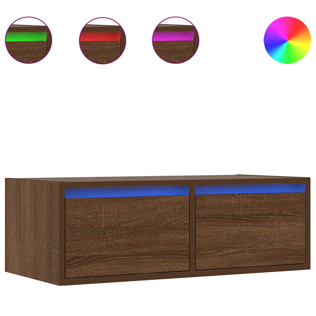 vidaXL TV skříňka s LED osvětlením hnědý dub 75x35,5x25 cm
