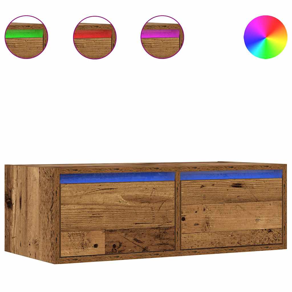 vidaXL TV skříňka s LED osvětlením starého dřeva 75x35,5x25 cm
