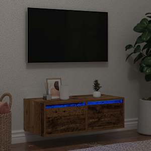 TV skříňka s LED osvětlením starého dřeva 75x35,5x25 cm - obrázek 1