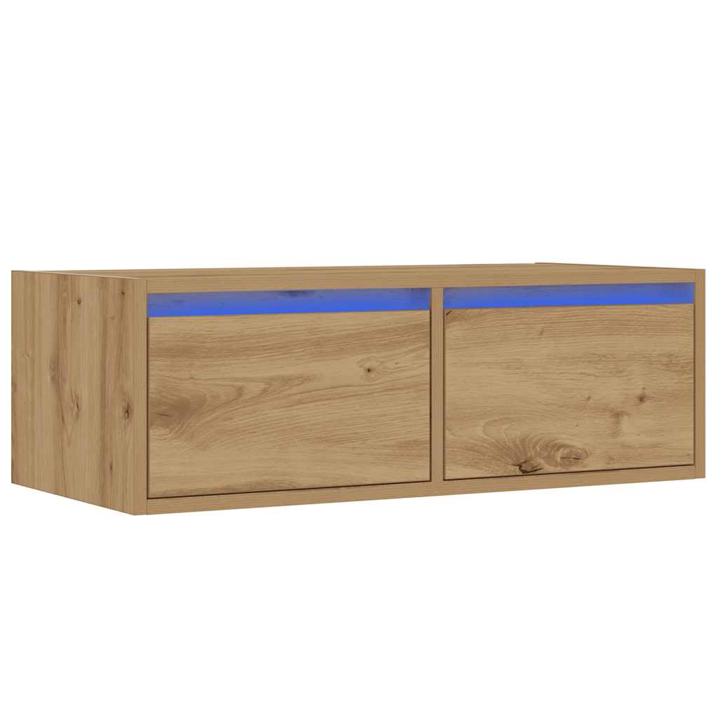 vidaXL TV skrinka s LED svetlami dub artisan 75x35,5x25 cm