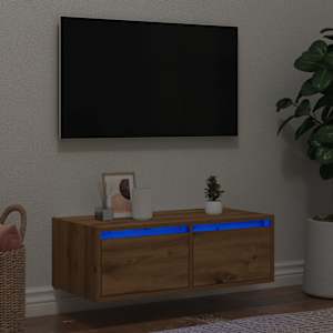 TV skříňka s LED osvětlením dub artisan 75x35,5x25 cm - obrázek 1