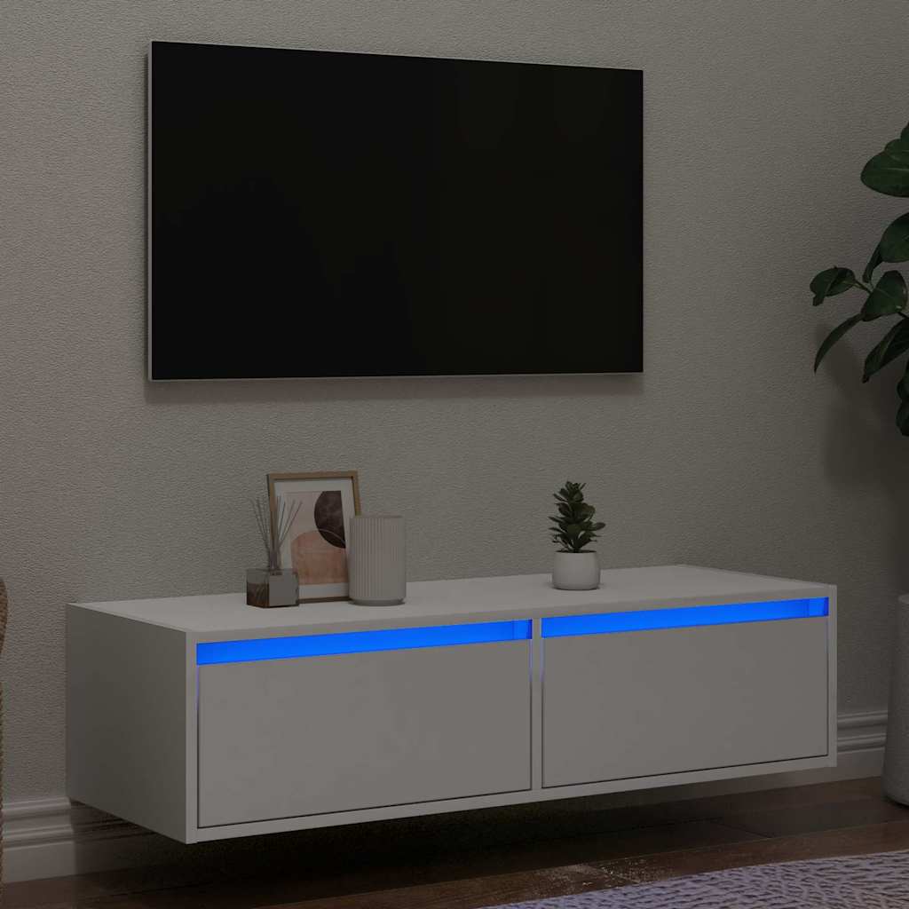 TV-Schrank mit LED-Leuchten Weiß 100×35,5×25 cm