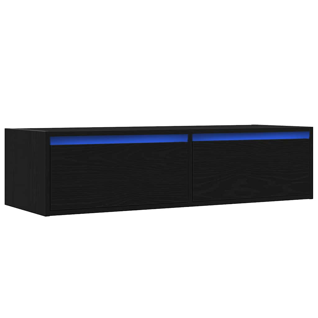 vidaXL Tv-meubel met LED-verlichting 100X35,5x25 cm zwart eikenkleurig afbeelding