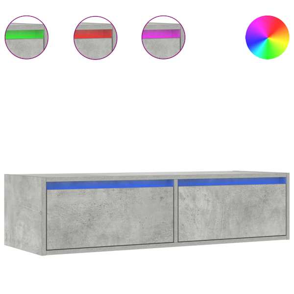 vidaXL telerialus LED-tuledega, betoonhall, 100X35,5x25 cm
