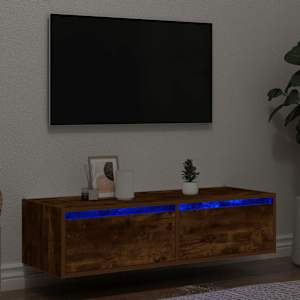 TV skříňka s LED osvětlením kouřový dub 100X35,5x25 cm - obrázek 1