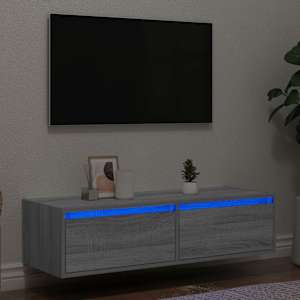 TV omarica z LED lučkami siva sonoma 100X35,5x25 cm