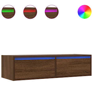 TV skříňka s LED osvětlením hnědý dub 100X35,5x25 cm - obrázek 2
