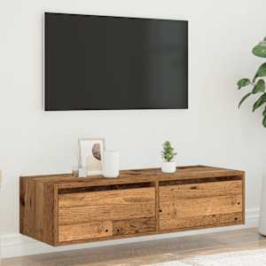 TV skříňka s LED osvětlením starého dřeva 100X35,5x25 cm - obrázek 4