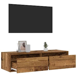 TV skříňka s LED osvětlením starého dřeva 100X35,5x25 cm - obrázek 5