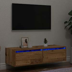 TV skříňka s LED osvětlením starého dřeva 100X35,5x25 cm - obrázek 1