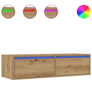 TV skříňka s LED osvětlením dub artisan 100X35,5x25 cm - obrázek 2