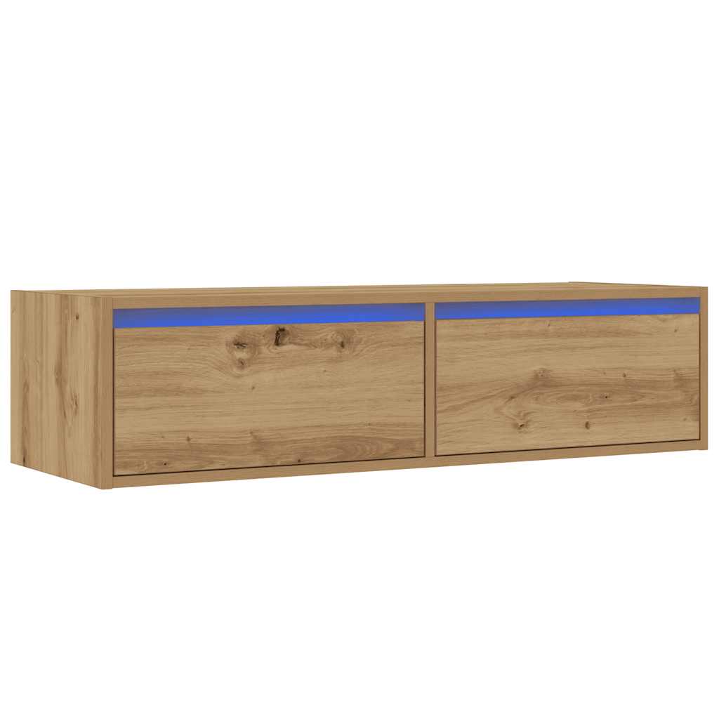 vidaXL kézműves tölgy színű TV-szekrény LED-lámpákkal 100X35,5x25 cm