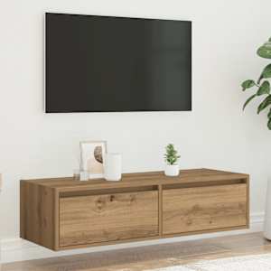 TV skříňka s LED osvětlením dub artisan 100X35,5x25 cm - obrázek 4