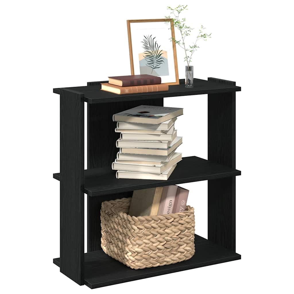 vidaXL Bibliotecă cu 3 niveluri, negru, 60x30x60 cm, lemn prelucrat