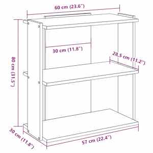 Knihovna se 3 policemi bílá 60x30x80 cm kompozit - obrázek 9