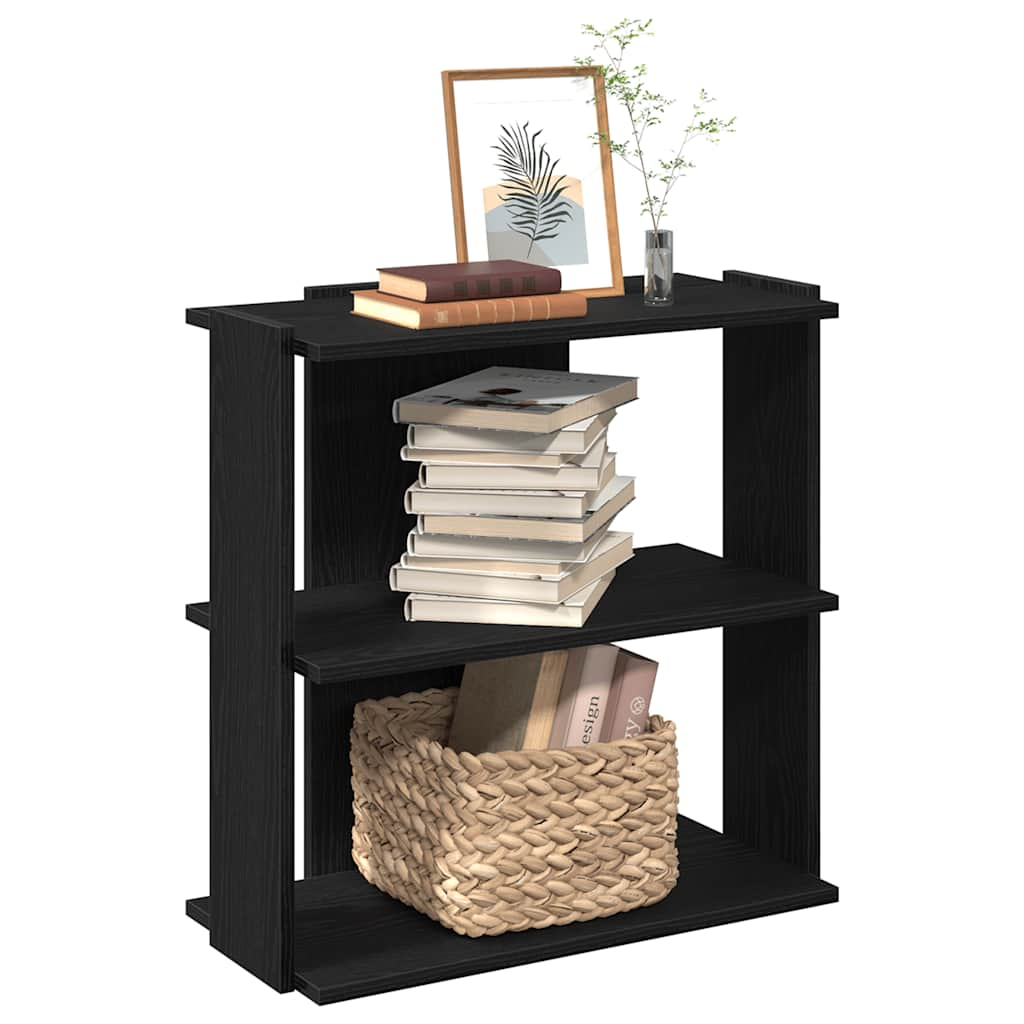 vidaXL Bibliotecă cu 3 etaje, negru, 60x30x80 cm, lemn de prelucrare