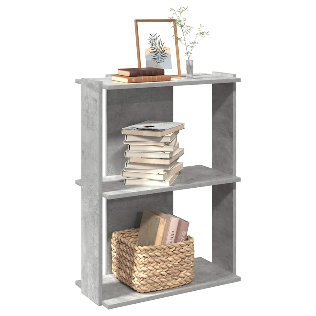 vidaXL Bücherregal 3 Böden Betongrau 60x30x80 cm Holzwerkstoff