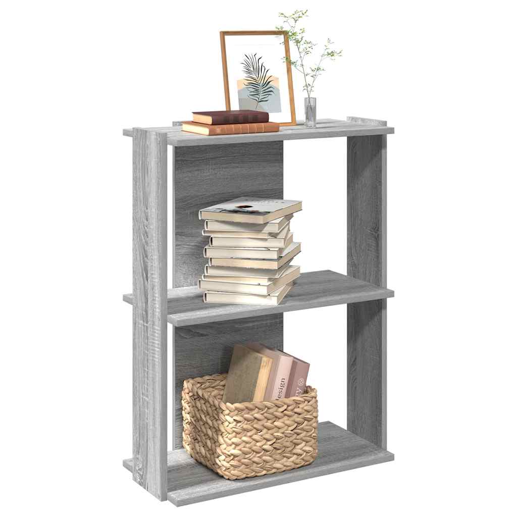 vidaXL Bücherregal 3 Böden Grau Sonoma 60x30x80 cm Holzwerkstoff