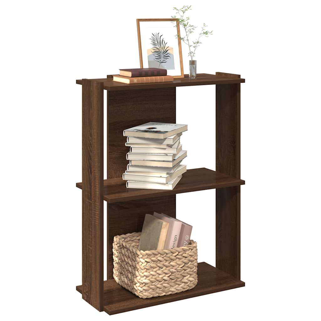 Bücherregal 3 Böden Braun Eichen-Optik 60x30x80cm Holzwerkstoff