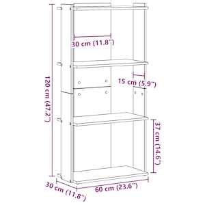 Knihovna se 3 policemi černá 60 x 30 x 120 cm kompozitní dřevo - obrázek 9