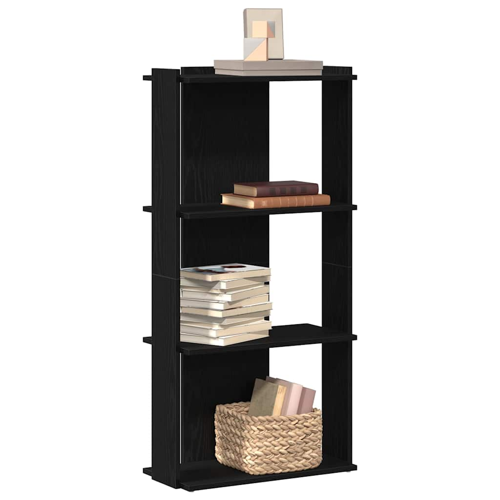 vidaXL Bibliotecă cu 3 niveluri, negru, 60x30x120 cm, lemn prelucrat