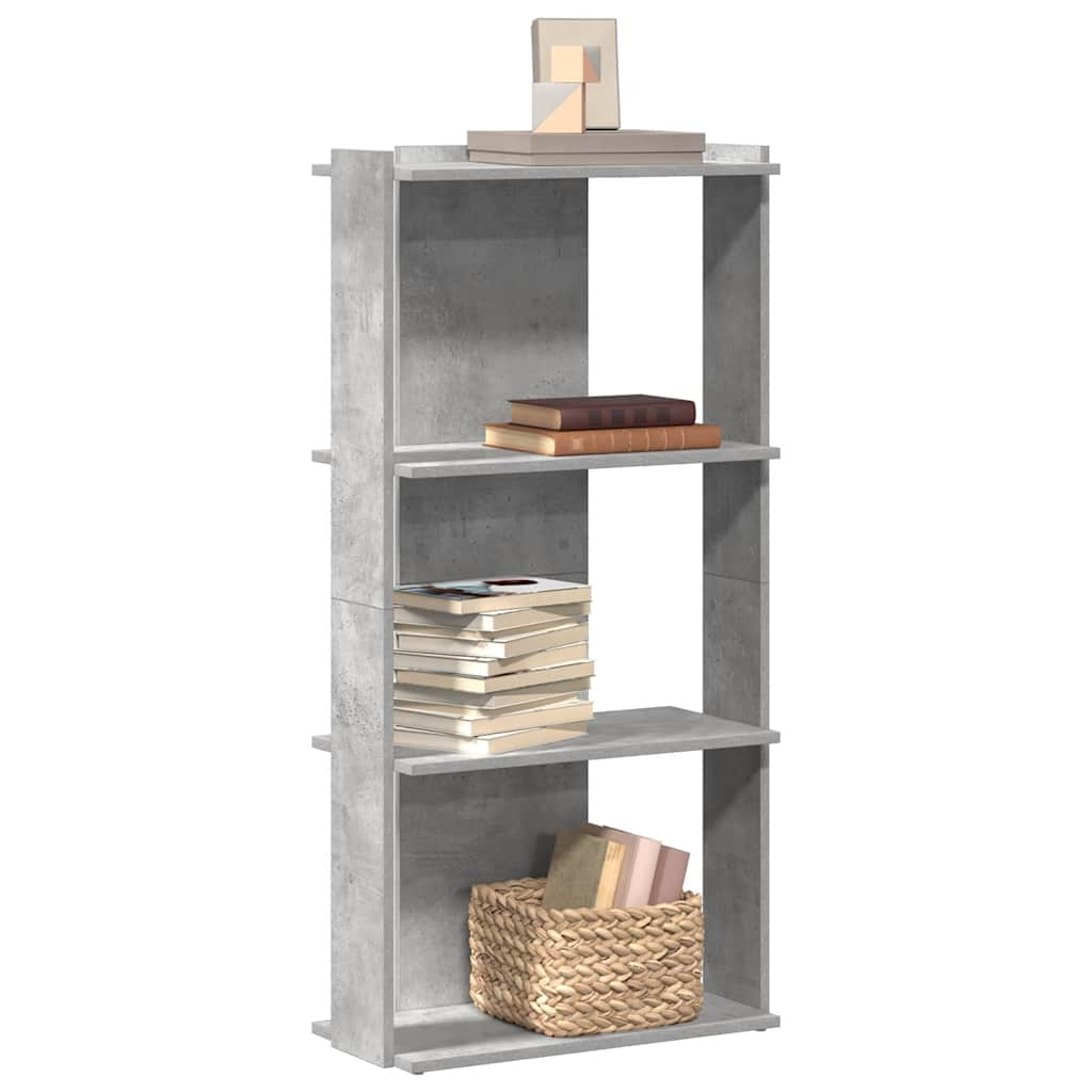 Bücherregal 3 Böden Betongrau 60x30x120 cm Holzwerkstoff