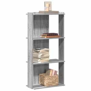 Knjižna omara 3-nadstropna siva sonoma 60x30x120 cm inž. les