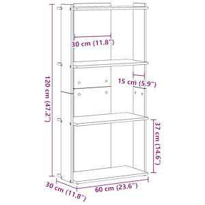Knihovna se 3 policemi dub artisan 60x30x120 cm kompozit - obrázek 9