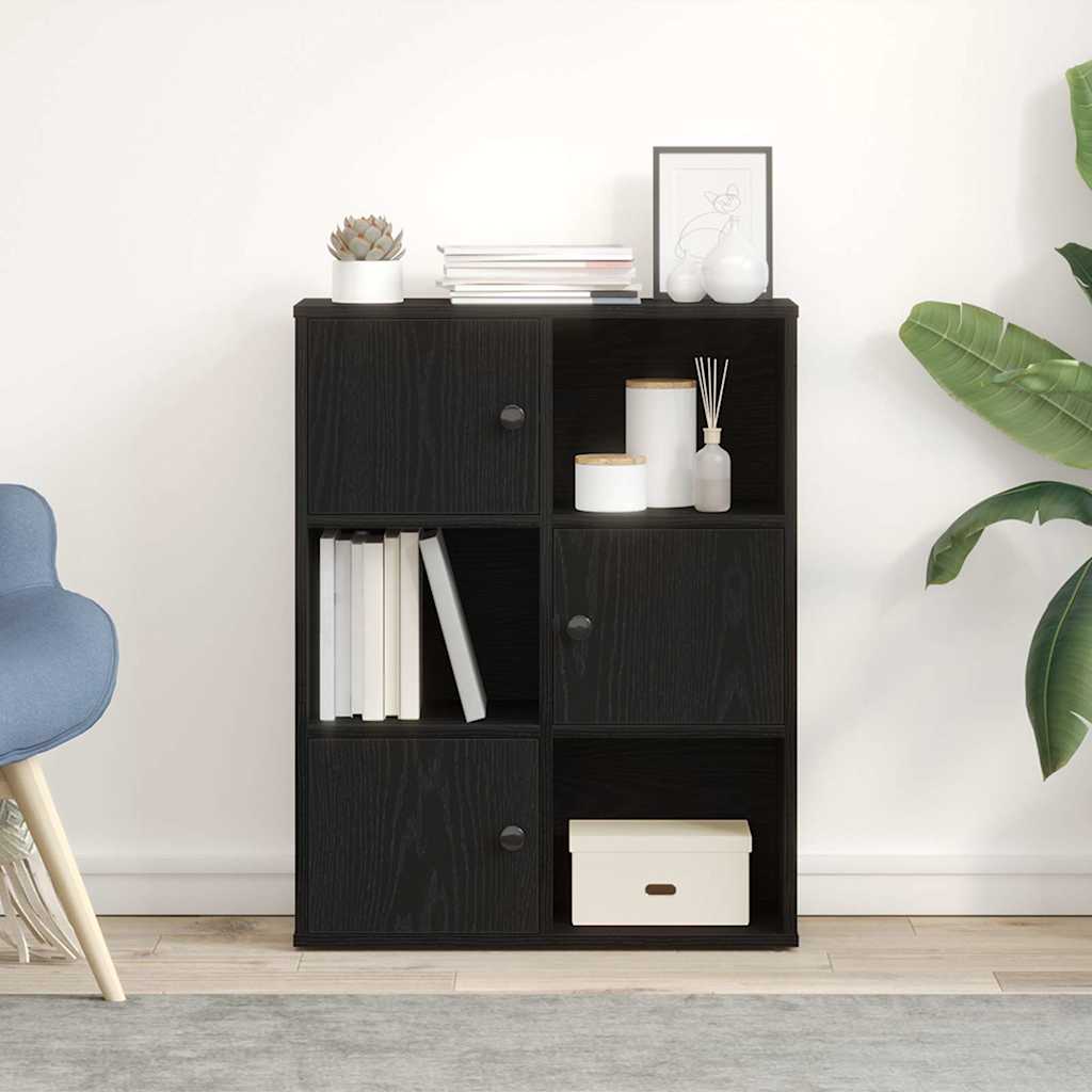 vidaXL Boekenkast 60x24x76,5 cm bewerkt hout zwart eikenkleurig afbeelding