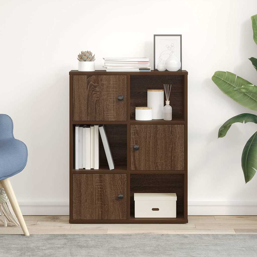 vidaXL Boekenkast 60x24x76,5 cm bewerkt hout bruin eikenkleurig afbeelding