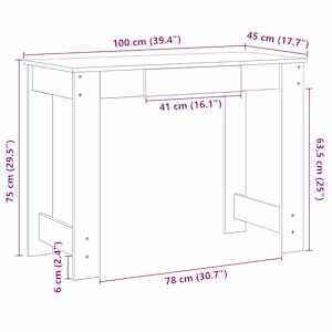 Psací stůl betonově šedý 100x45x75 cm dřevotříska - obrázek 10