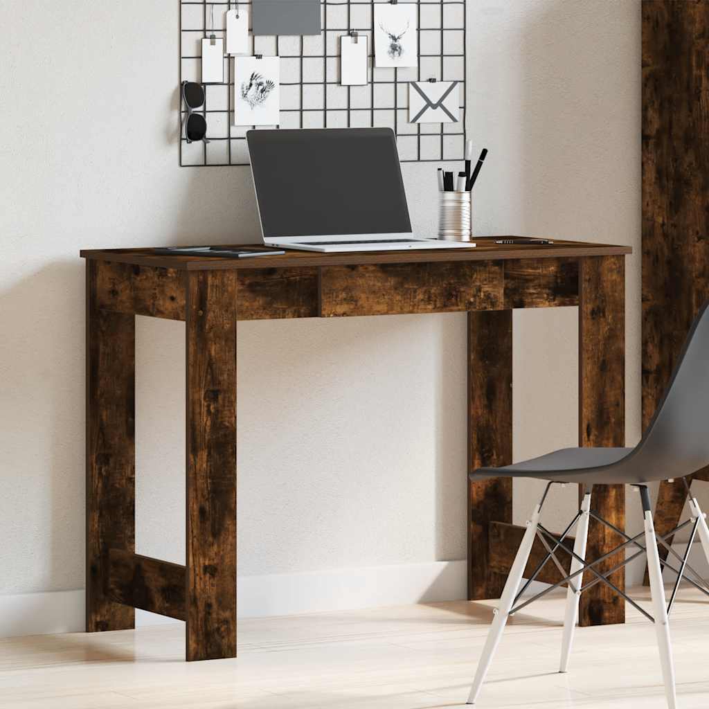 vidaXL Birou, stejar fumuriu,100x45x75 cm, lemn prelucrat