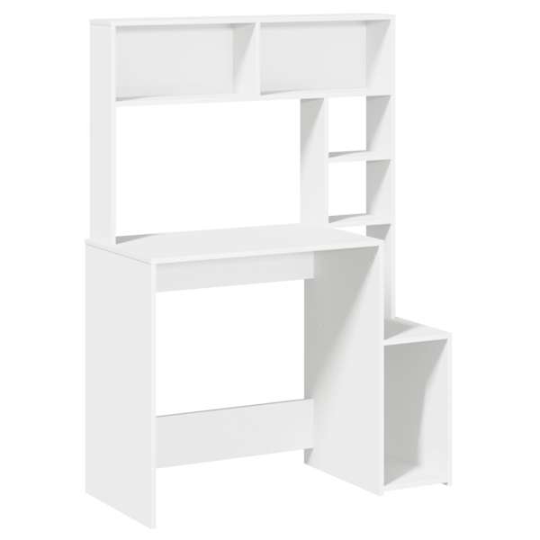 vidaXL riiulitega kirjutuslaud Valge 100x45x140 cm Engineered Wood