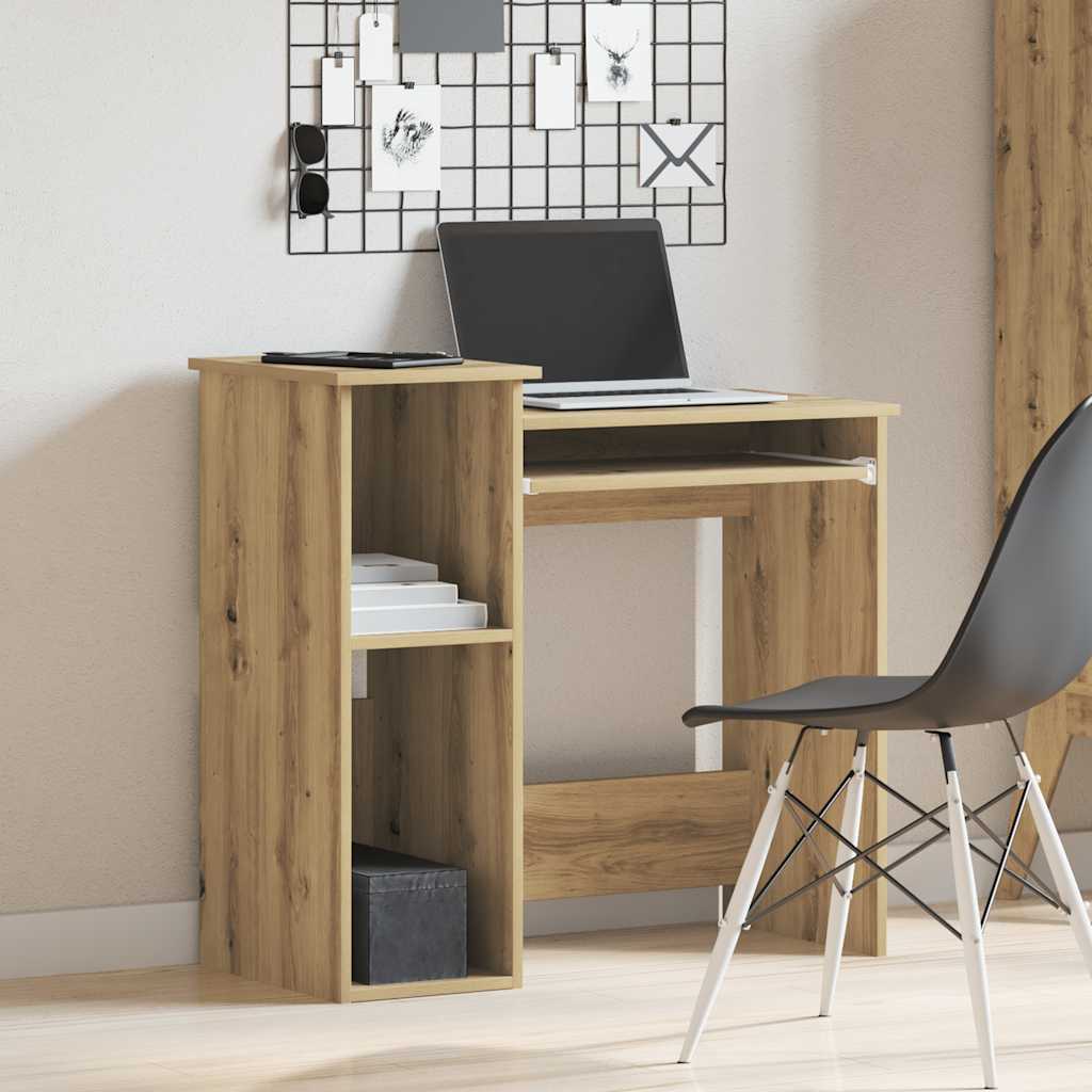 vidaXL kézműves tölgy szerelt fa íróasztal polcokkal 84x40x78 cm