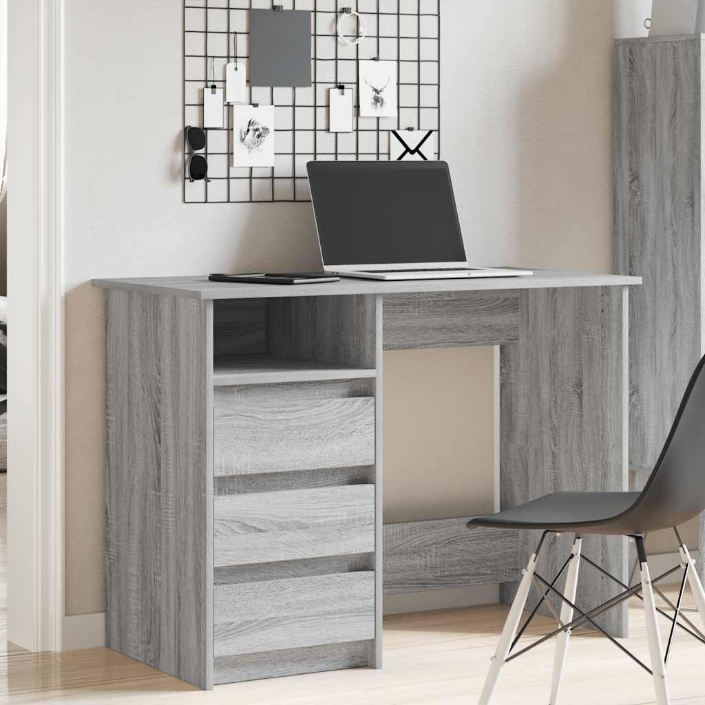 vidaXL Bureau 102x50x75 cm bewerkt hout grijs sonoma eikenkleurig afbeelding