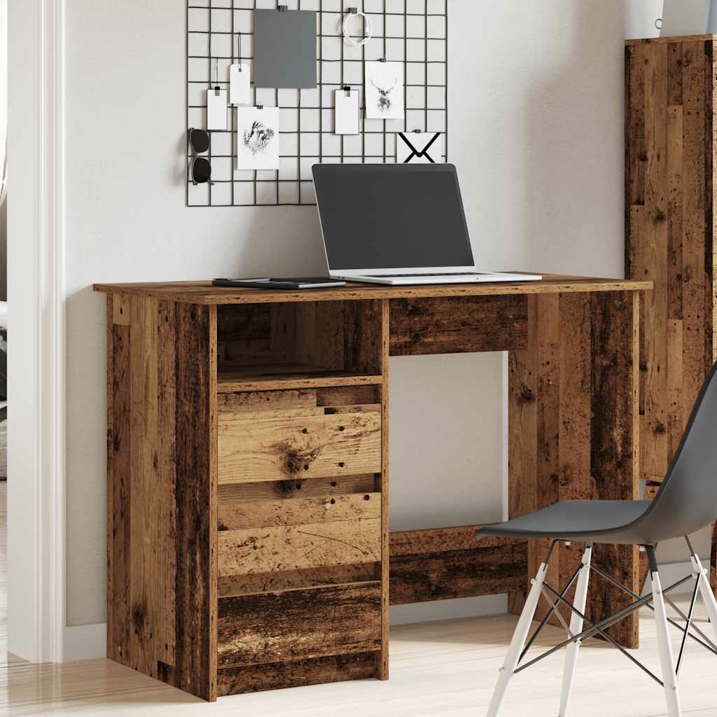 vidaXL Bureau 102x50x75 cm bewerkt hout oud houtkleurig afbeelding