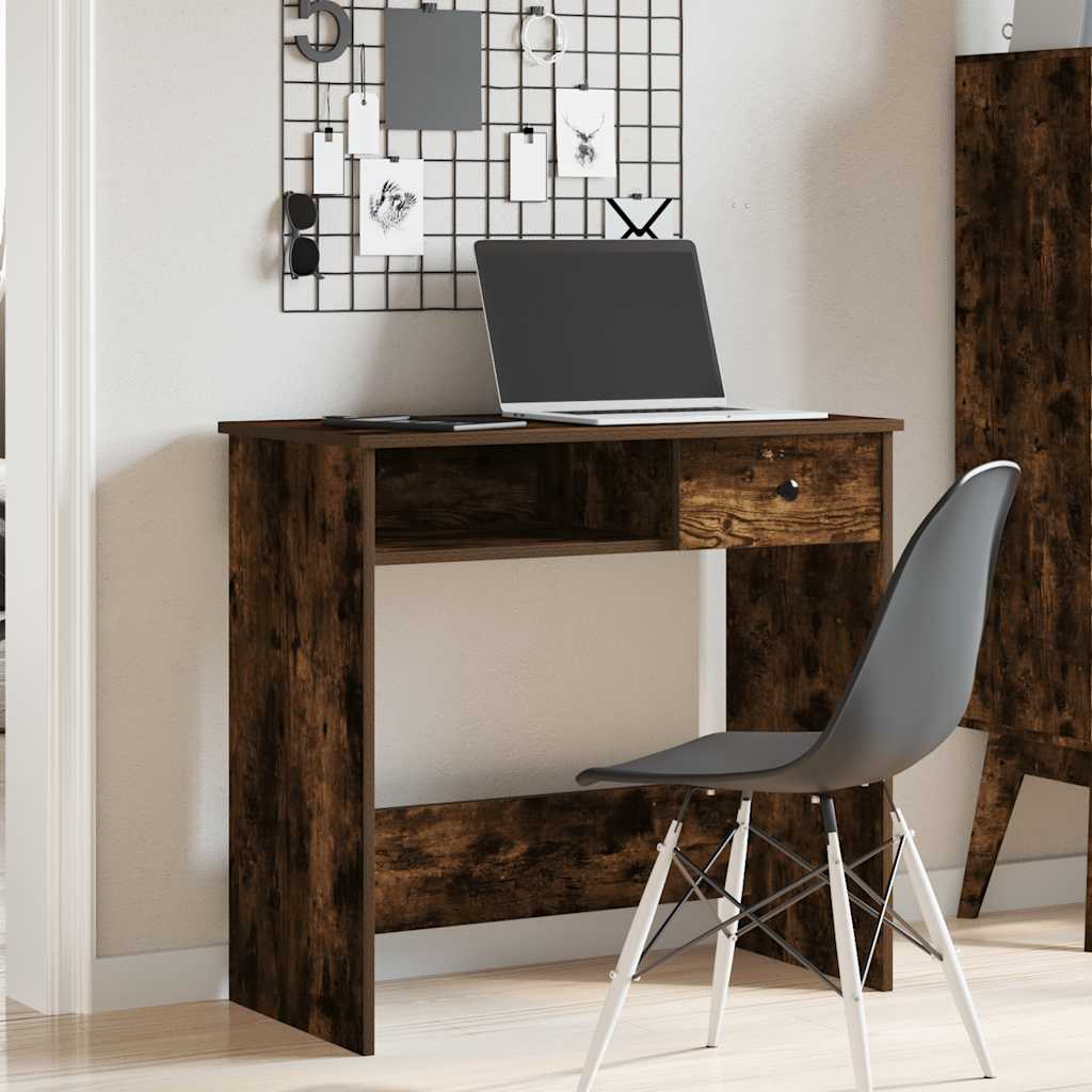 vidaXL Bureau 80x40x75 cm bewerkt hout gerookt eikenkleurig