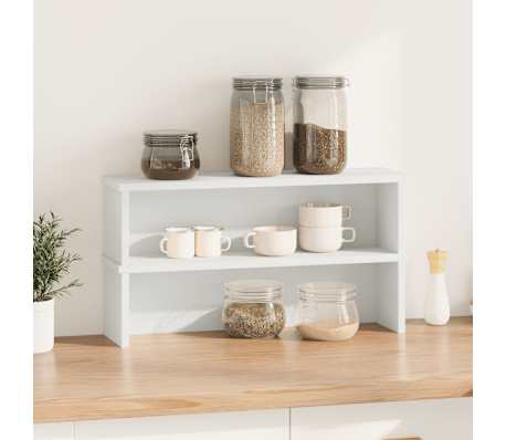 vidaXL K&uuml;chenregale Stapelbar 2 Stk. Wei&szlig; 60x15x16 cm