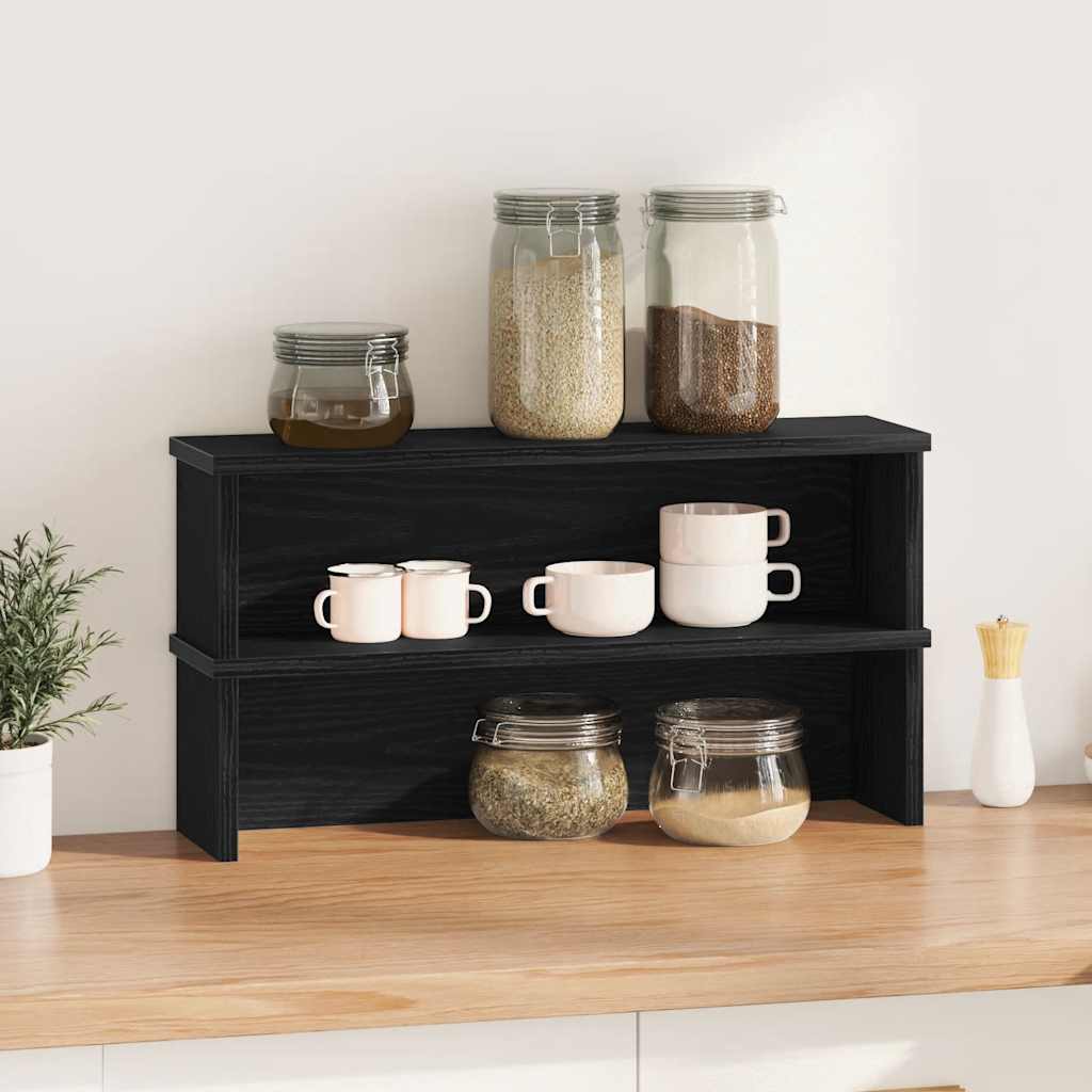 vidaXL Rafturi de bucătărie stivuibile 2 buc Negru 60x15x16 cm